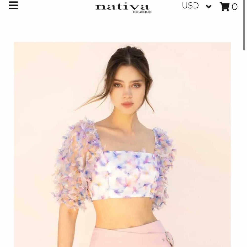 Multi Color Bow Sleeve Crop Top from Nativa Boutique